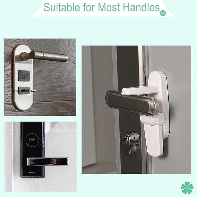 Door Lever Lock 2 Pack, No Drilling or Tools Needed for Installation, ABS Material Door Handle Baby Proof with Strong 3M Adhesive, Prevents Toddlers from Opening Doors