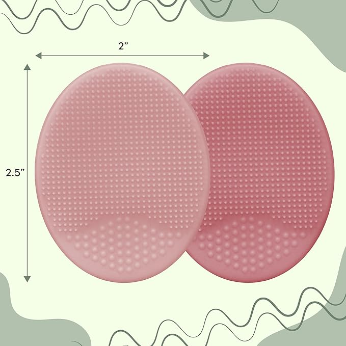 S&T INC. Exfoliating and Massaging Cradle Cap Bath Brushes for Baby, Silicone - 2 Inch x 2.5 Inch, Pink, 2 Pack