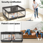 Fodoss Baby Playpen with Mat, Small Play Pen(47x47inch), for Babies and Toddlers, Pen Apartment, Yard Baby, Fence Area Playyard Activity Center (Dark Gray)