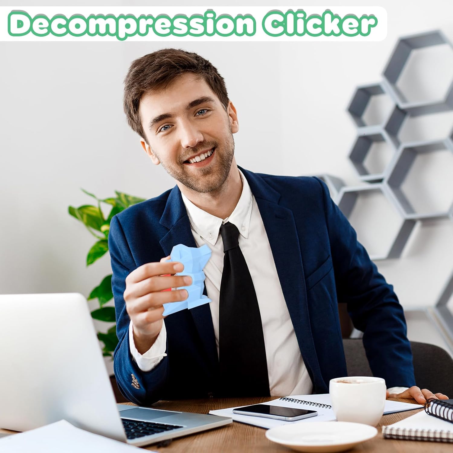 3D Printed Dinosaur Keyboard Fidget Toy for Adults Clicker Keychain Sensory Toys for Anxiety Stress Relief (Blue Dinosaur)