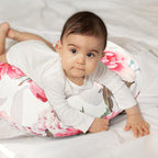 Nursing Pillow Cover, Breastfeeding Pillow Cover Stretchy Removable Feeding Pillowcase for Newborn, Ultra Soft and Comfortable Nursing Pillow Slipcover for Baby Girls Boys, Pink Peony Floral