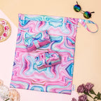 ALVABABY 3pcs Baby Cloth Diaper Wet/Dry Bags|Waterproof Reusable with Two Pockets|Travel, Beach, Pool, Daycare, Soiled Baby Items,Yoga，Gym Bag for Swimsuits or Wet Clothes Pink impression 3L-BS04