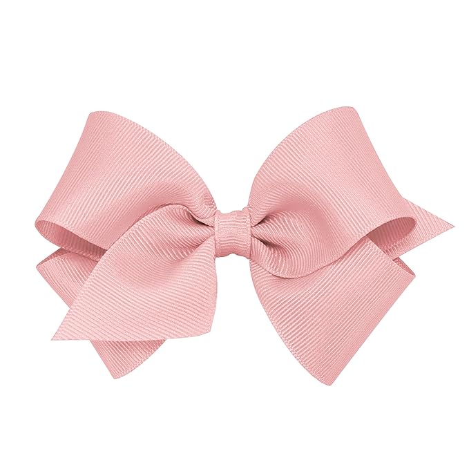 Wee Ones Girls' Plain Wrap Classic Grosgrain Hair Bows on a WeeStay No-Slip Hair Clip, Handmade, Small, Sweet Nectar
