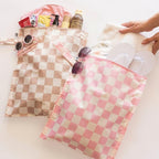 Tiny Twinkle Mess-Proof Waterproof Wet Dry Bag | 2-Pack Reusable Wet Bags for Swimsuits & Baby Clothes | Leakproof Wet Bag for Travel & Diaper Changes for Baby (Pink, Brown Checkers)