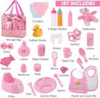 28 PCS Baby Doll Accessories Complete Car Set - Doll Feeding Pretend Playset for Kids, Girls with Magic Milk Bottles in a Storage Bag