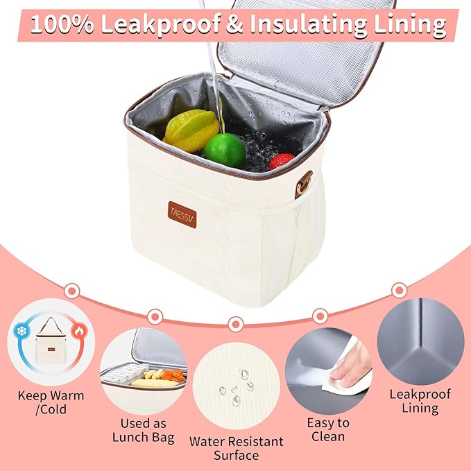 Breastmilk Cooler Bag with Ice Pack - Breast Milk Cooler Travel Bag Fits 6 Bottles Up to 11 Oz Insulated Baby Bottle Cooler Bag Breastmilk Storage Bag Cooler Perfect for Nursing Mom Daycare, Beige