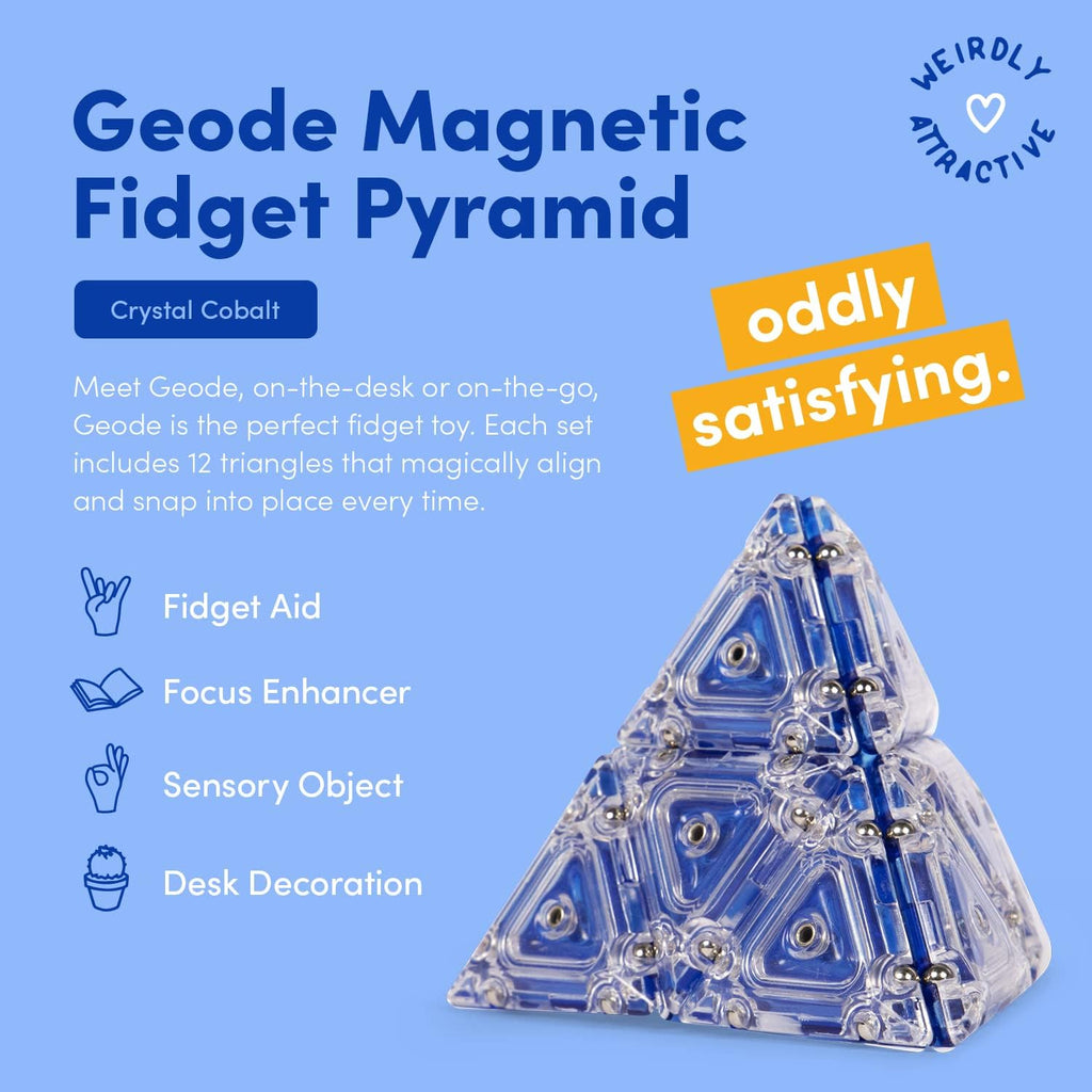 Speks Geode Pyramid 12-Piece Building Set - Cobalt - Fun Desk Toy for Adults