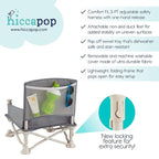 Hiccapop OmniBoost Travel Booster Seat with Tray for Baby, Dining Table, Camping, Beach, Grandma’s | Folding Portable Tip-Free Design Straps to Kitchen Chairs