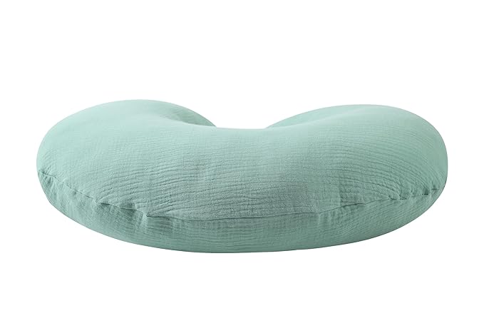 Onacosht Muslin Nursing Pillow Cover Soft 100% Cotton Feeding Pillow Slipcover Fits Standard Infant Nursing Pillow for Boy and Girl, Green