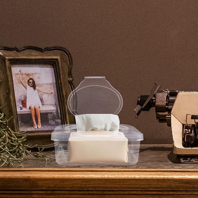 2Pcs Wipes Dispenser Case with Lid Wipes Holder for Tissue Storage Box Organizer Refillable Napkin Box for Home and Travel