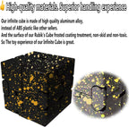 Metal Fidget Toys Infinity Cube for Men Anxiety Stress Relief Aluminum Alloy Material (Black & Yellow)