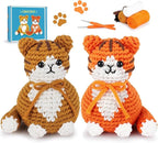 Crochet Kit for Beginners, 2PCS Cat Crochet Animal Kit with Step-by-Step Video Tutorials, Beginner Crochet Kit for Adults, Crochet Starter Kit for Kids, Learn to Crochet, Stuffed Animal Knitting Kit