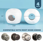 Baby Proofing Door Knob Covers 4 Pack - Easy to Install Child Safety Locks for Doors, Durable & Reusable Child Proof Door Lock, Dual-Lock & Versatile Design, Fits Round Doorknobs, White