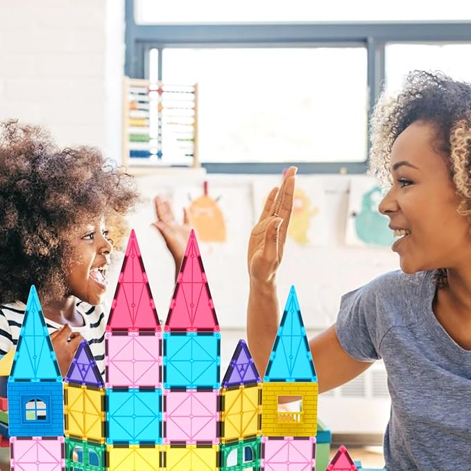 Jasonwell Magnetic Tiles Kids Magnetic Blocks 60PCS Building Sets 3D Magnet Tile Building Blocks Toy Construction Educational STEM Toys Gifts for Toddlers Boys Girls 3 4 5 6 7 8 9 10 + Year Old