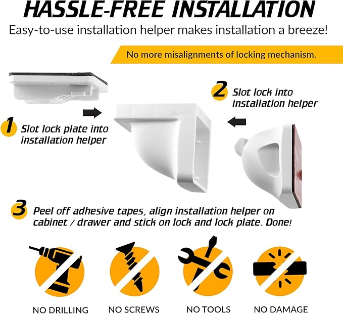 UPGRADED LICYFERN Magnetic Cabinet Locks (8 Locks & 2 Keys) - Invisible Baby Proofing Child Safety Lock & Keys – Easy to Install, Home & Kitchen Cabinet Magnetic Drawer Locks