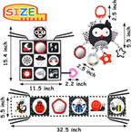 KUANGO Black and White High Contrast Baby Toys 0-6 Months with Mirror, Crinkle and Rattles, Soft Baby Toys for Brain Development Montessori Sensory Tummy Time Newborn Infant for 0 3 6 9 Months Old