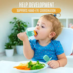 4pc Silicone Baby Spoons Self Feeding Baby Utensils 6-12 Months - 3 Baby Spoon - 1 Baby Fork - Toddler Cutlery Set - BPA Free, Dishwasher Safe - Baby Eating Essentials (Pink/Blue)