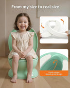 Realistic Potty Training Toilet - Flushing Sounds, Wipes Storage, Disposable Liners, Easy to Clean for Toddler Boys and Girls, Green