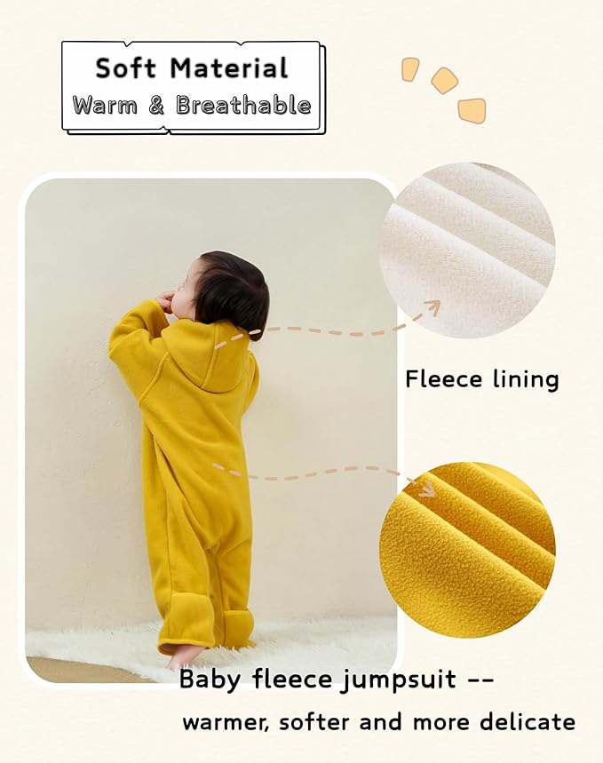 Newborn Baby Fleece Jumpsuit Girls Boys Winter Hooded Coverall Romper Cute Baby Snowsuit Clothes