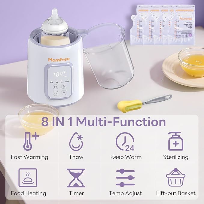 Bottle Warmer, 8-in-1 Fast Baby Bottle Warmer for Breastmilk and Formula,Milk Warmer with Accurate Temperature Control and Automatic Shut-Off,Multifunctional Bottle Warmers for All Bottles (Purple)