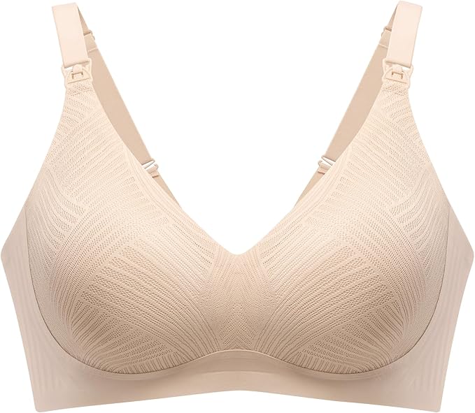 Angelhood Nursing Bras for Breastfeeding, Seamless Wireless Comfort Push up Lace Nursing Maternity Bralette for Pregnancy