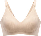 Angelhood Nursing Bras for Breastfeeding, Seamless Wireless Comfort Push up Lace Nursing Maternity Bralette for Pregnancy