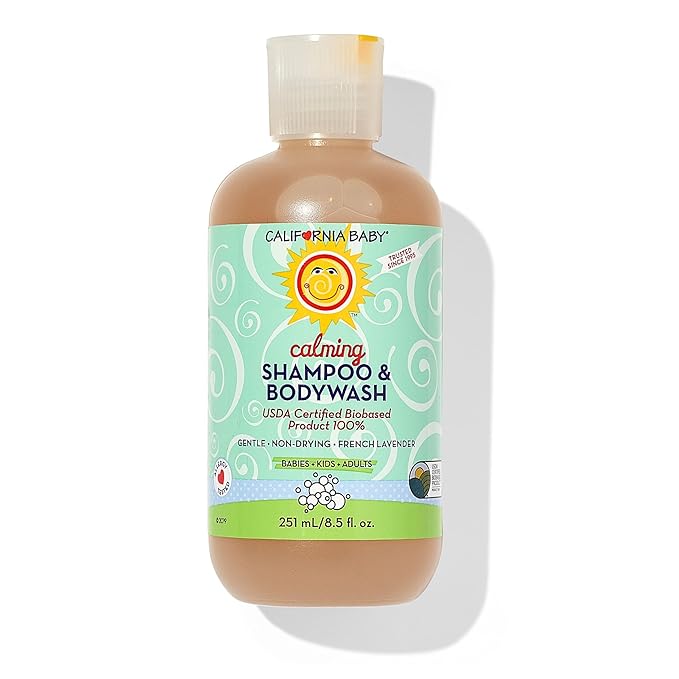 California Baby Calming Baby Shampoo + Baby Wash | 100% Plant-Based | Lavender Body Wash For Sensitive Skin | Hypoallergenic | 251 mL / 8.5 oz.