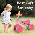 Baby Balance Bike Toys for 12-36 Months Kids Toy Boy and Girls Gifts Toddler Best First Birthday Gift Children Walker No Pedal Infant 4 Wheels Bicycle (Classic, Rose Red)