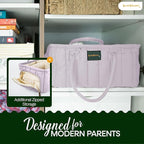 Baby Diaper Caddy Basket Organizer-Sturdy, Breathable & Washable - Stylish Storage, Portable, Car Caddy Organizer, Nursery, Baby Gift Registry Newborn Essentials (Lilac)