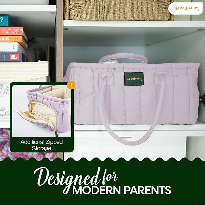 Baby Diaper Caddy Basket Organizer-Sturdy, Breathable & Washable - Stylish Storage, Portable, Car Caddy Organizer, Nursery, Baby Gift Registry Newborn Essentials (Lilac)