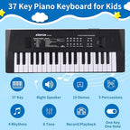 Kids Piano Keyboard, 37 Keys Portable Music Keyboard Early Learning Educational Electronic Music Piano Instrument Toys for 3 4 5 6 Year Old Boys and Girls (Black)