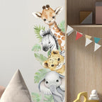 44.88x 15.75 Inch Watercolor Animal Wall Decals Jungle Animal Wall Stickers Tiger Elephant Giraffe Removable Peel and Stick Wall Decals for Nursery Playroom Bedroom Classroom Kindergarten Wall Decor