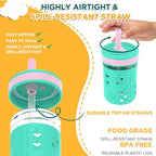 Tronco 8 oz Glass Sippy Cup for Toddlers, Kids Mason Jar Smoothie Cup with Silicone Sleeves & Spill Resistant Flexible Straw, Snack Cup, BPA-Free, Dishwasher Safe