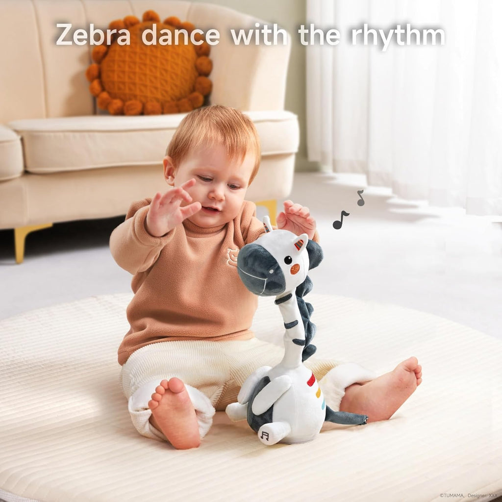 TUMAMA Singing Talking Dancing Toy, Mimicking Twisting Electronic Soft Plush Zebra Toy with Recording & Repeating What You Say, Singing Interactive Toddler Toys for Boys Girls Gifts