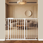 ALLAIBB Extra Wide Pressure Mounted Baby Gate Walk Through Child Kids Safety Toddler Tension White Long Large Pet Dog Gates with Extension for doorways Kitchen (43.31-48.03"/110-122cm)