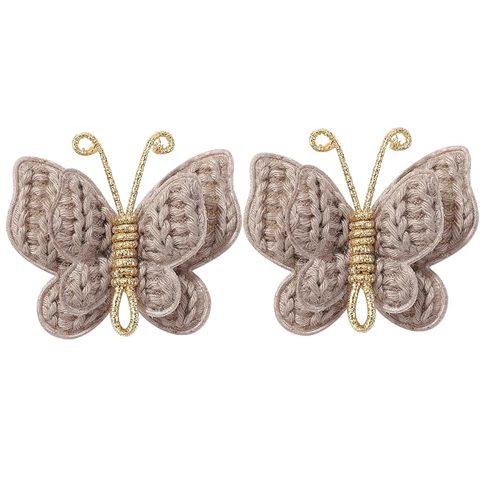 2 Pcs Butterfly Hair Bow Girl, Kid's Cute Hair Clips Barrettes Accessories for Infants Toddlers Baby Kids Fine Hair (Gray Beige)