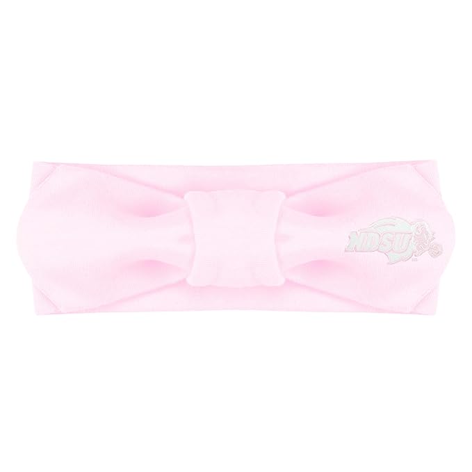 Creative Knitwear North Dakota State Bison Infant Girls Pink Solid Hair Knot Headband Embroidered Logo - Size Newborn - 4T