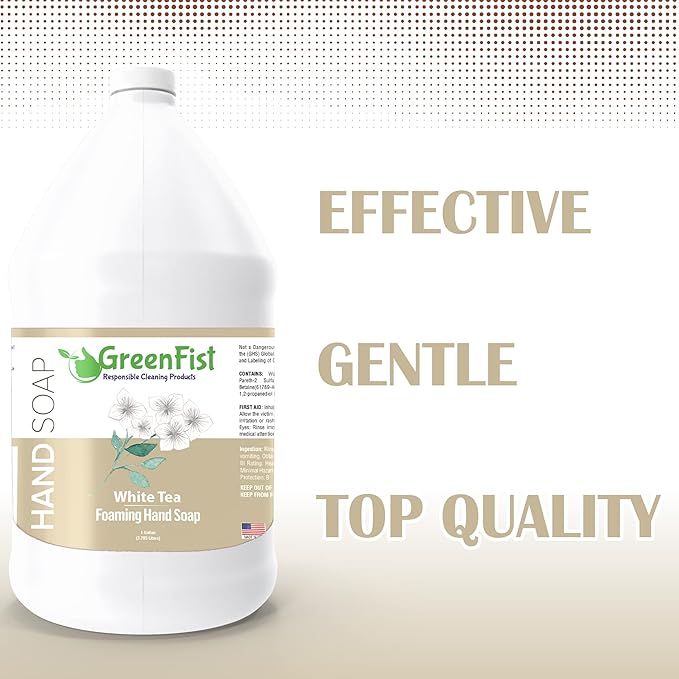 GreenFist Foaming Hand Soap Refills White Tea Scent Jug Foam Refill Made in USA, 128 ounce (1 Gallon)