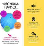 Baby Textured Multi Sensory Toys Massage Ball Gift Set BPA Free for Toddlers 1-3 Soft Balls Montessori Infant Baby Toys 6 to 12 Months 6 Pack