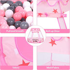 Baby Ball Pit for Toddler with 50 Balls, Kids Pop Up Play Tent for Girls, Princess Toys for Children Indoor & Outdoor Playhouse with Carry Bag (Pink: Pink/White/Gray, 109x90cm/50 Balls)