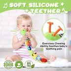 Baby Toys 0 to 12 Months, Musical Stuffed Animal Activity Soft Toys with Multi-Sensory Crinkle, Rattle and Textures, Infant Tummy Time Toys for Newborn Boys Girls, Caterpillar, Green