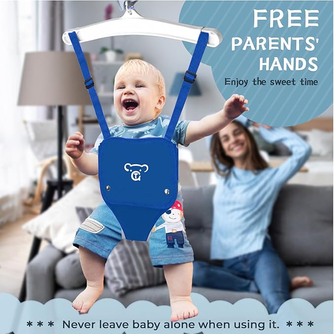 G TALECO Gear Baby Jumper with Stand,Baby Bouncer,Easy Set-Up,Baby Exerciser for Active Babies,Suitable for Indoor and Outdoor, Blue (Water Mat Include)