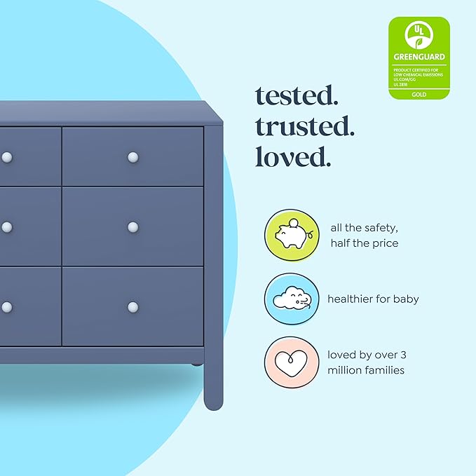 DaVinci Carter's Marisol 6-Drawer Dresser in Cove Blue/Powder Blue, GREENGUARD Gold Certified