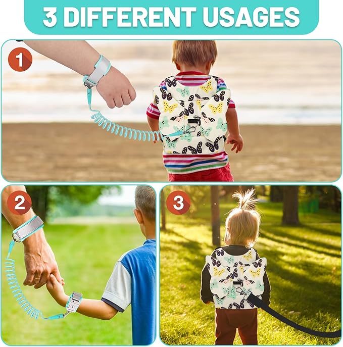 Toddler Harness with Anti Lost Wrist Link - Baby Safety Leash for Kids for Travel for Crowded Parks, Airports