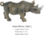 FUNSHOWCASE African Jungle Animals Toy Rhinoceros Figure Realistic Miniature 3-Piece #1698-1700