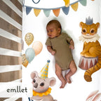 100% Cotton Fitted Crib Sheet – “Carnival Fun” Circus Theme Nursery Bedding, Colorful Baby Crib/Toddler Sheet (Standard Size)