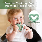 Haakaa Clover Baby Fruit Feeder Teether & Mini Freezer Nibble Tray – BPA-Free Silicone Breastmilk Popsicle Mold for Baby Teething Relief & Self-Feeding, 4M+ (Pea Green)