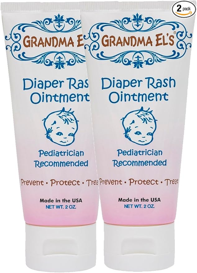 Grandma El’s Diaper Rash Ointment – Gentle Protection & Relief for Baby’s Delicate Skin – Pediatrician-Approved Moisturizing Barrier – Safe for Cloth & Disposable Diapers – 2oz, 2-Pack