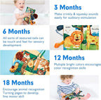 hahaland Baby Books 0-6 Months, Infant Tummy Time Toy High Contrast Sensory Toys 6 to 12 Months Touch Feel Book Babies Travel Toy Gifts for Boy Girl 0-3 Month Baby Shower Birthday Gifts (Single Book)