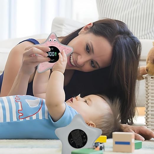 TKY Baby Bath Thermometer with Floating Toys - Digital Water & Room Temperature Monitor, Rechargeable Thermometer with Alerts for Newborn Bath Essentials, Infant Safety